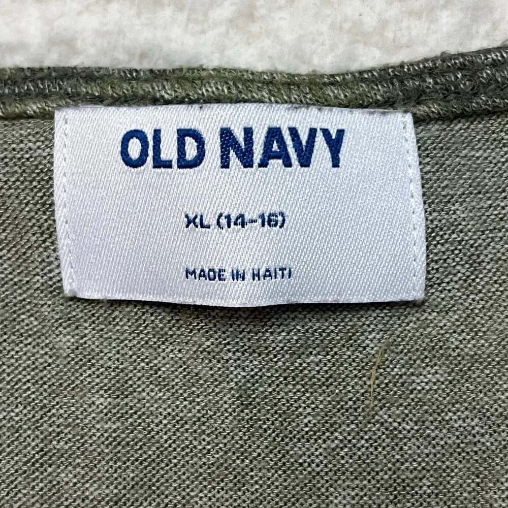 Old Navy Top Girls XL 14-16 Green Camo SLS Plush Long Sleeve Crew Neck